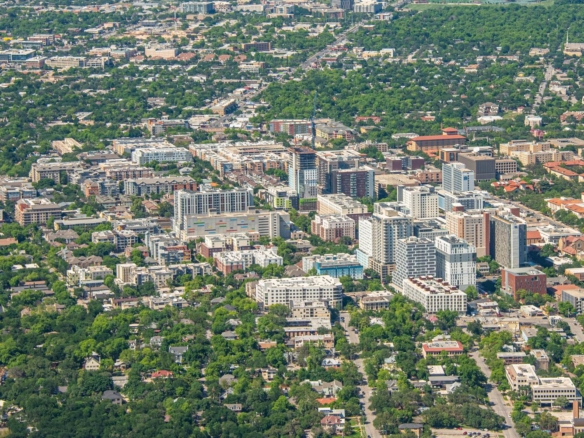 Overhead shot of West Campus in Austin, Texas