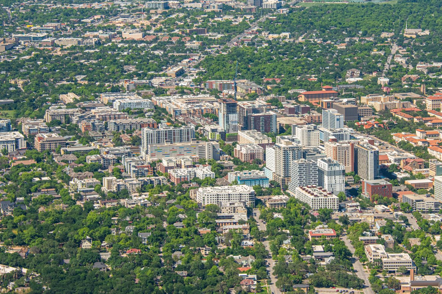 Overhead shot of West Campus in Austin, Texas