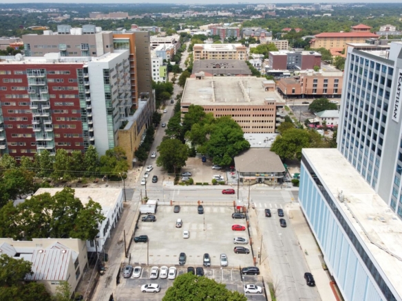 Bird's eye view of West Campus in Austin, Texas
