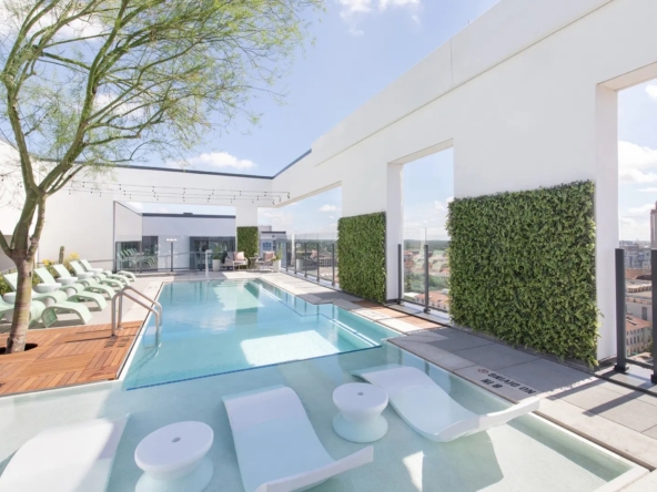 Modern rooftop pool area