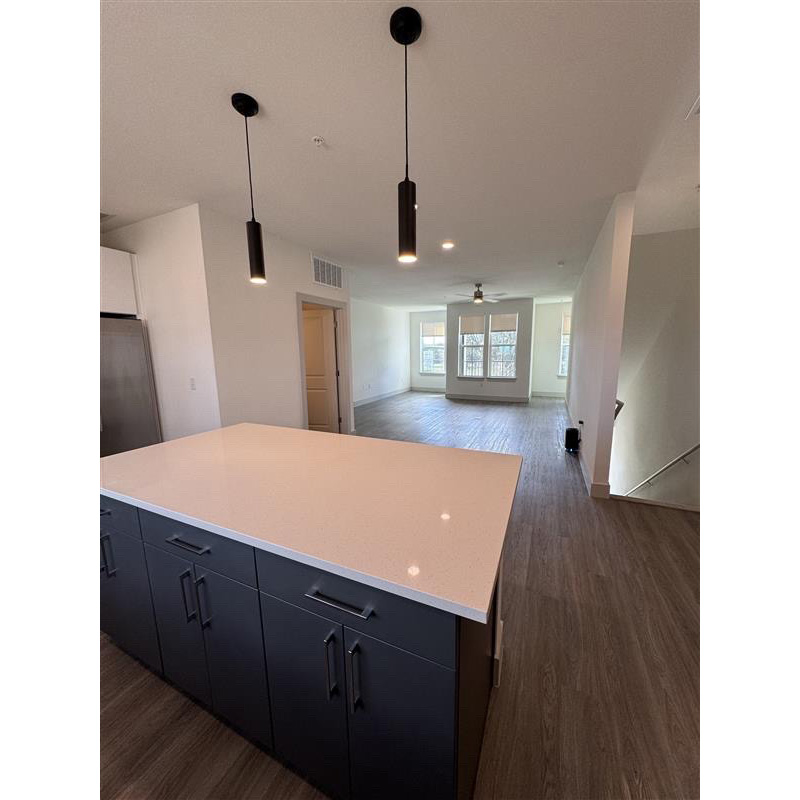 Kitchen island overlooking open living area